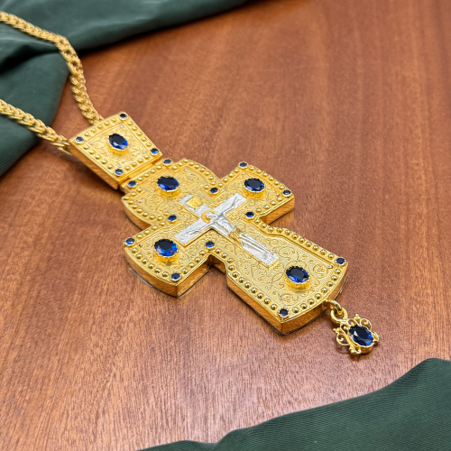 2.10.0058лп/1лп Крест наперсный в позолоте с цепью фото 9