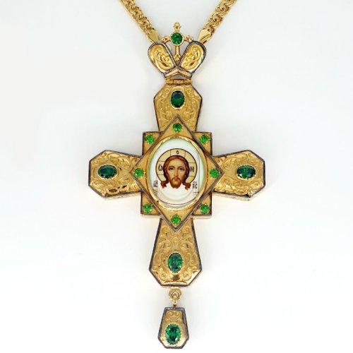 2.10.0344лп-2/1лп Крест наперсный в позолоте с цепью