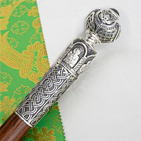 2.7.2016лр Посох латунный с фиолетовыми камнями в серебрении