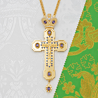 2.10.0687лп/1лп Крест наперсный латунный с вставками в позолоте