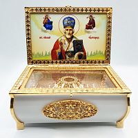 2.7.1215лпч-2/510лп Ковчег из акрила в позолоченном латунном обрамлении с мощевиком 2.7.0510лп