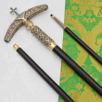 2.7.2665лнпр Жезл латунный в позолоте с патинированием и натуральными камнями