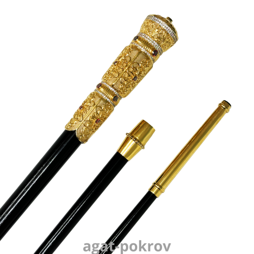 2.7.0486лп Посох архиерейский латунный в позолоте со вставками (большой) 2.7.0486лп Посох архиерейский латунный в позолоте со вставками (большой)