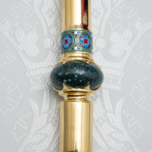 2.7.2398лнпчэ Жезл латунный в позолоте с натуральными камнями фото 6 2.7.2398лнпчэ Жезл латунный в позолоте с натуральными камнями фото 6