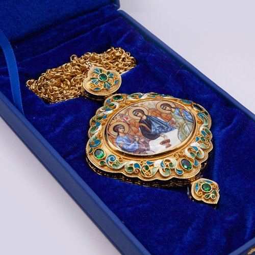 2.7.1481лпэ-2/1лп Панагия в позолоте с эмалью фото 4