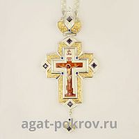 2.10.0342лф-2/1л Крест латунный с фраг. позолотой, деколем и цепью