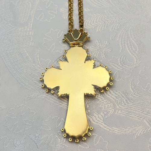 2.10.0617лпэ/1лп Крест наперсный латунный со вставками в позолоте фото 2