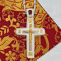 2.10.0540лнф/64л Наперсный крест с жемчугом и кварцем