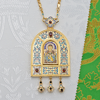 2.7.2185лпэ/1лп Панагия латунная с эмалью в позолоте