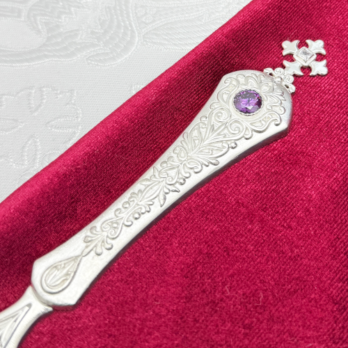 2.7.0783л Лжица латунная в серебрении со вставками фото 5