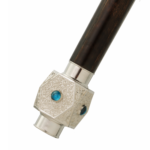 2.7.2478л Жезл латунный с голубыми камнями в серебрении фото 3 2.7.2478л Жезл латунный с голубыми камнями в серебрении фото 3