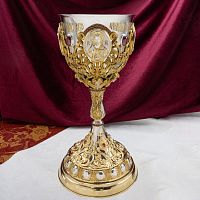 2.7.1566клф Потир комбинированый на 1.0л. с фрагментарной позолотой и вставками