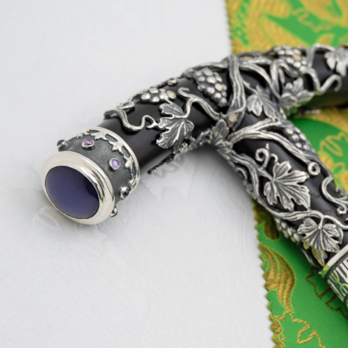 2.7.2631лнр Посох латунный с натуральными камнями в серебрении фото 7 2.7.2631лнр Посох латунный с натуральными камнями в серебрении фото 7