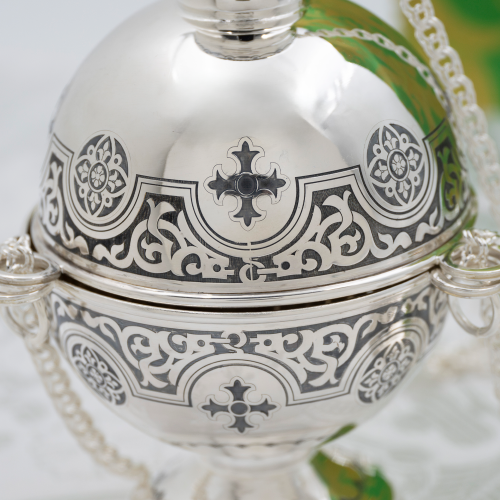 2.7.2921лр Кадило латунное с патинированием в серебрении фото 6 2.7.2921лр Кадило латунное с патинированием в серебрении фото 6