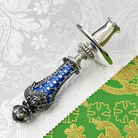 2.7.2684лрэ Подсвечник ручной латунный с эмалью в серебрении