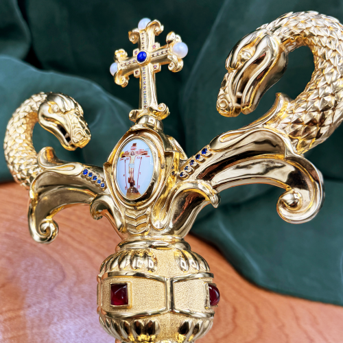 2.7.1480лп Жезл латунный со вставками в позолоте фото 3 2.7.1480лп Жезл латунный со вставками в позолоте фото 3