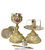 2.7.1625клф-18-К/7  Евхаристический набор комбинированный на 1 л в позолоте на 7 предметов