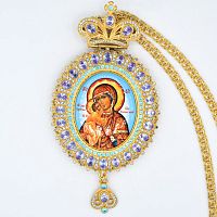 2.7.0591лп-2/1лп Панагия латунная в позолоте со вставками и цепью