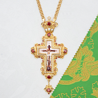 2.10.0625лп-2/1лп Крест наперсный латунный со вставками в позолоте