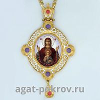 2.7.1522лп-2/1лп Панагия латунная в позолоте с деколью и с цепью арт.2.7.0201лп