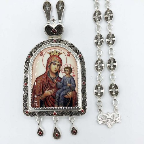 2.7.1045л-2/80л Панагия латунная с родированием и цепью 2.7.1045л-2/80л Панагия латунная с родированием и цепью