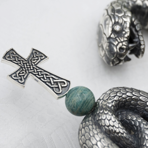 2.7.2443лнрч Жезл латунный в серебрении с натуральными камнями фото 3 2.7.2443лнрч Жезл латунный в серебрении с натуральными камнями фото 3