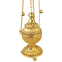 2.7.0672лп Кадило латунное с красными камнями в позолоте