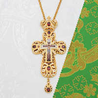 2.10.0244лп-2/112лп Крест латунный с красными камнями в позолоте