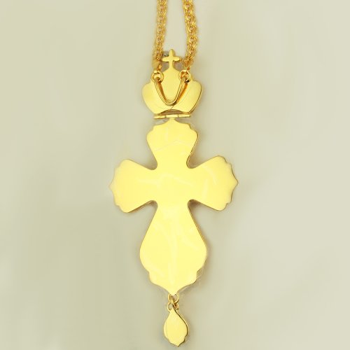 2.10.0156лп-2/1лп Крест латунный в позолоте с цепью фото 3