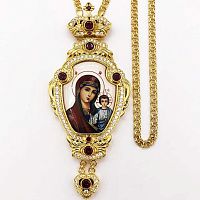 2.7.1335лп-2/1лп Панагия латунная в позолоте с цепью