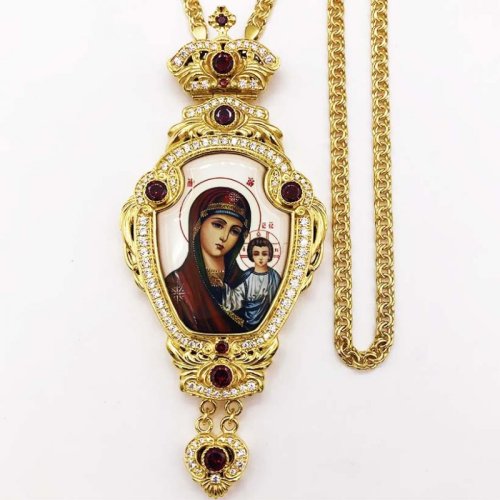 2.7.1335лп-2/1лп Панагия латунная в позолоте с цепью