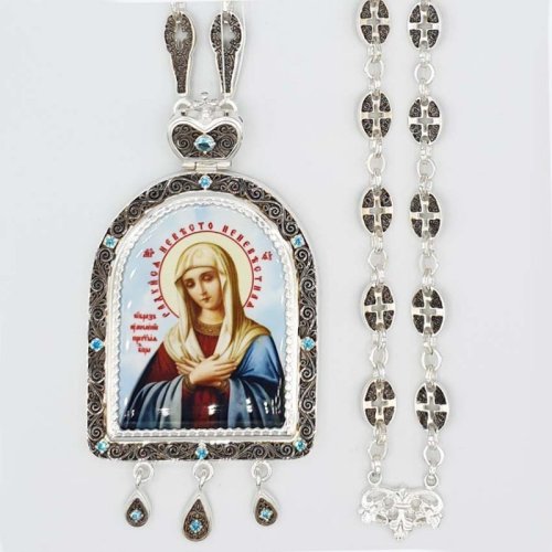 2.7.1045л-2/80л Панагия латунная с родированием и цепью