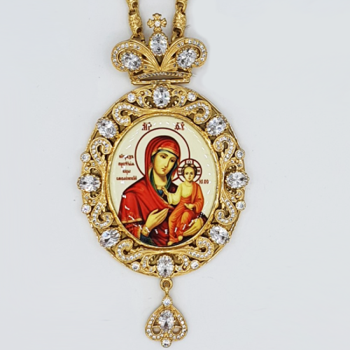 2.7.0167лп-2/73лп Панагия латунная в позолоте с цепью