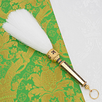 2.7.2945лпр-31 Кропило Архиерейское латунное с красными камнями и патинированием в позолоте