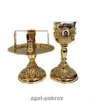 2.7.1003клп-2-К/3 Евхаристический набор комбинированный на 0,25 л в позолоте с деколью на 3 предмета