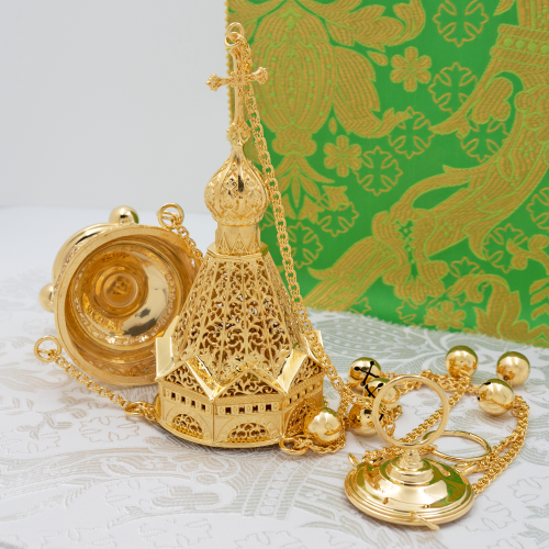 2.7.1097лп Кадило латунное в позолоте фото 7