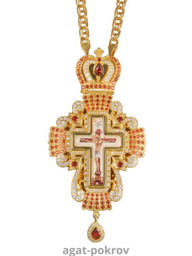 2.10.0327лп-2/1лп Крест латунный в позолоте с цепью