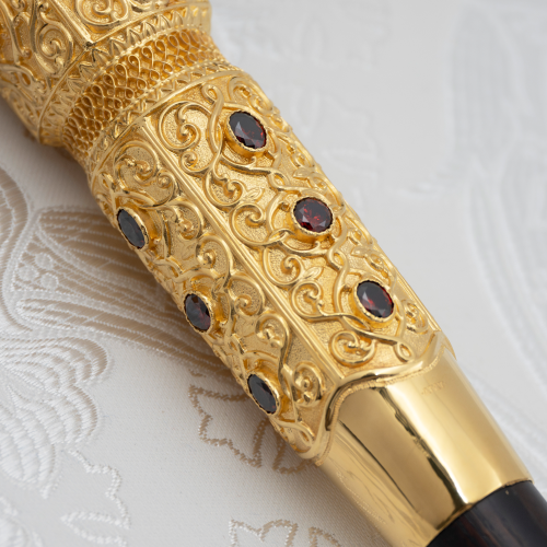 2.7.0519лп Посох латунный с красными камнями в позолоте фото 6 2.7.0519лп Посох латунный с красными камнями в позолоте фото 6