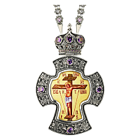 2.10.0101лр-2/52лр Крест наперсный латунный со вставками и цепью