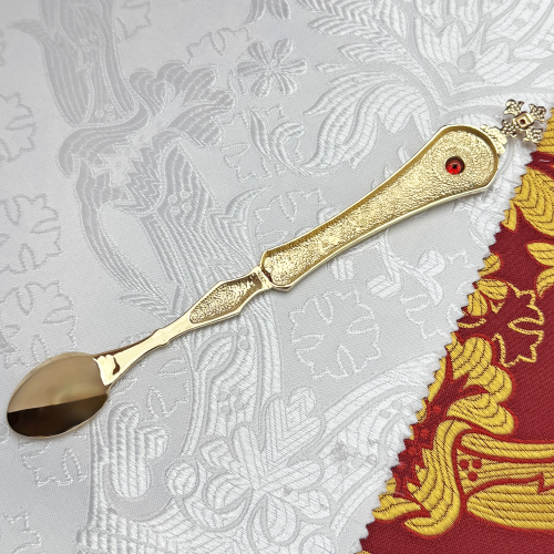 2.7.0783лп Лжица латунная в позолоте со вставками фото 5