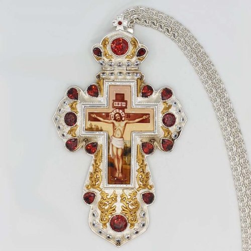 2.10.0326лф-2/1л Крест латунный с фрагментарной позолотой и цепью 2.10.0326лф-2/1л Крест латунный с фрагментарной позолотой и цепью