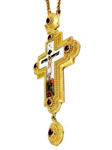 2.10.0249лп-2/1лп Крест латунный в позолоте с цепью фото 2