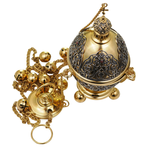 2.7.2570лпр Кадило латунное в позолоте фото 2