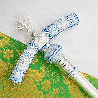 2.7.1739л-4-М Жезл латунный с белыми камнями и эмалью в серебрении