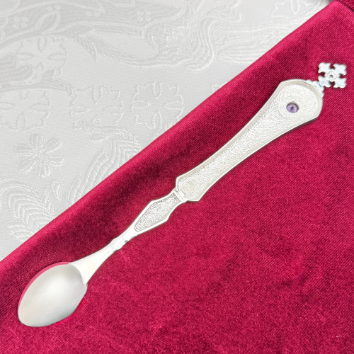 2.7.0783л Лжица латунная в серебрении со вставками фото 4