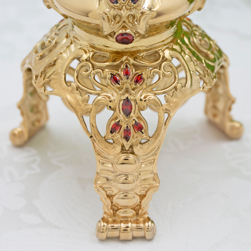 2.7.0570лп Лампада настольная латунная со вставками в позолоте фото 5