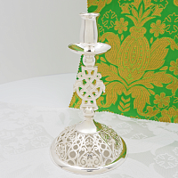 2.7.2652лн Подсвечник латунный с натуральными камнями в серебрении