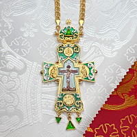 2.10.0542лнпэ-2/113лп Крест наперсный с натуральными камнями