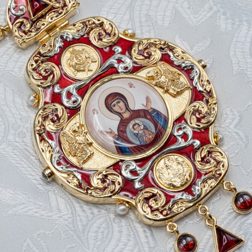 2.7.2265лнпэ-2/113лп Панагия с натуральными камнями фото 2 2.7.2265лнпэ-2/113лп Панагия с натуральными камнями фото 2