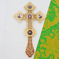 2.7.2477лпэ-2 Крест напрестольный латунный с эмалью в позолоте